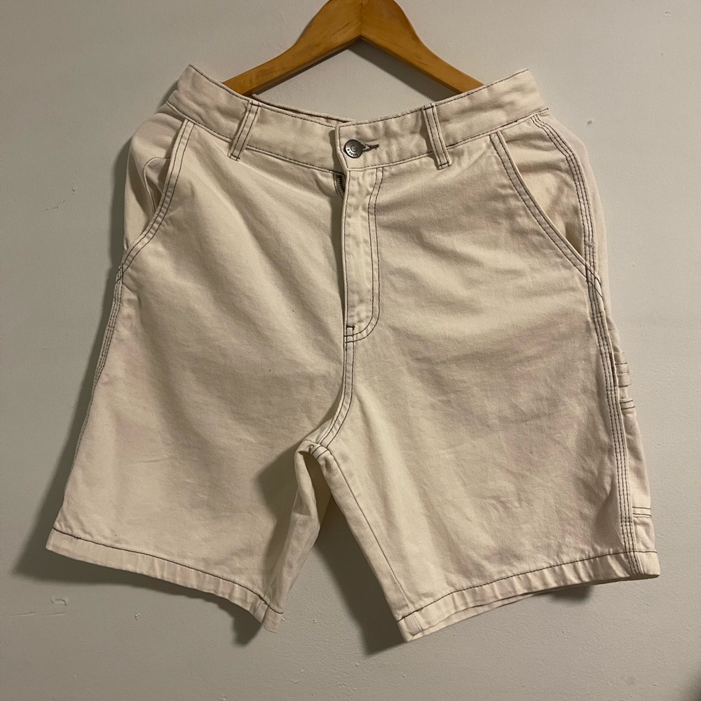 Bershka Womans Cream Cargo Shorts